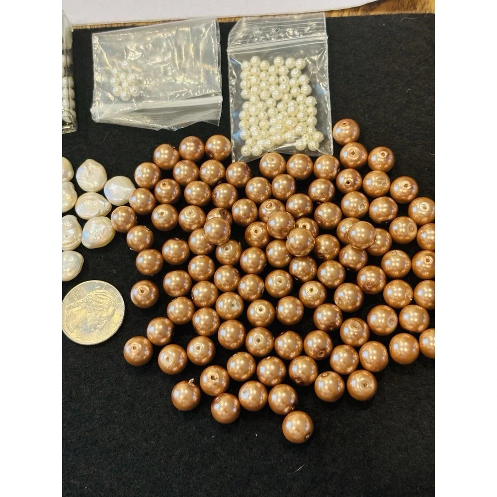 Lot Of Pearls Jewelry Making Pre Drilled Pink Iridescent, Freshwater Black Gray